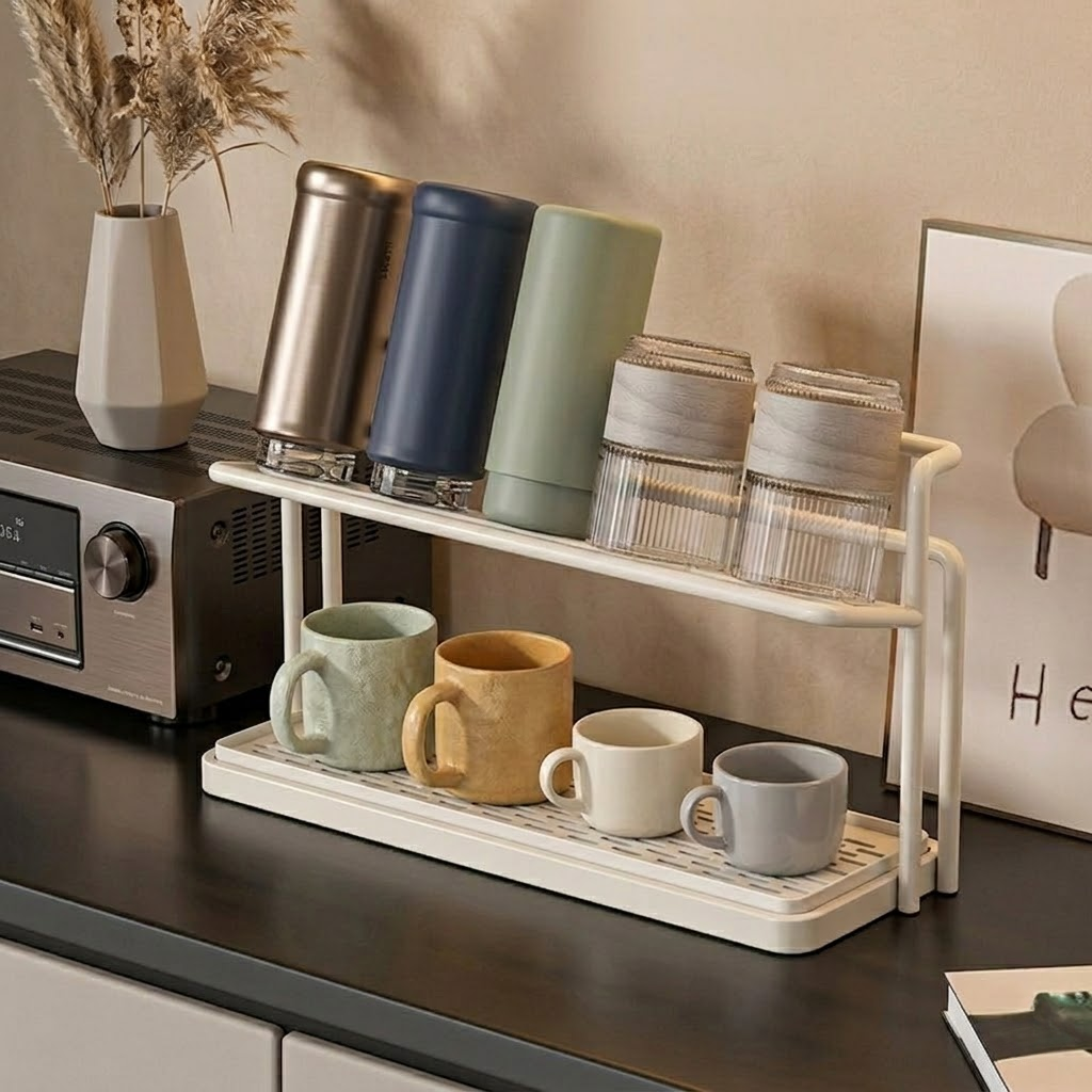 Modern Dual-Tier Drainage Cup Rack