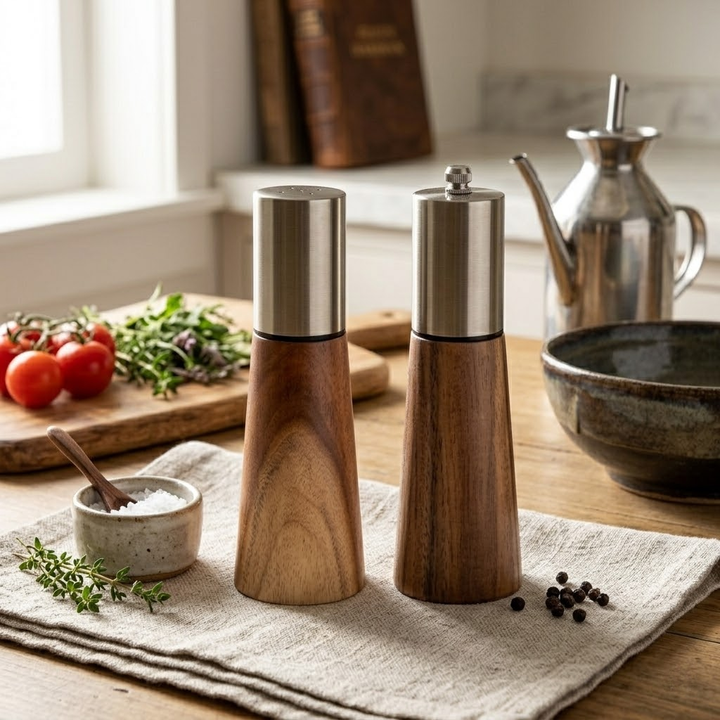 Professional Acacia Wood & Metal Grinder Set AAA
