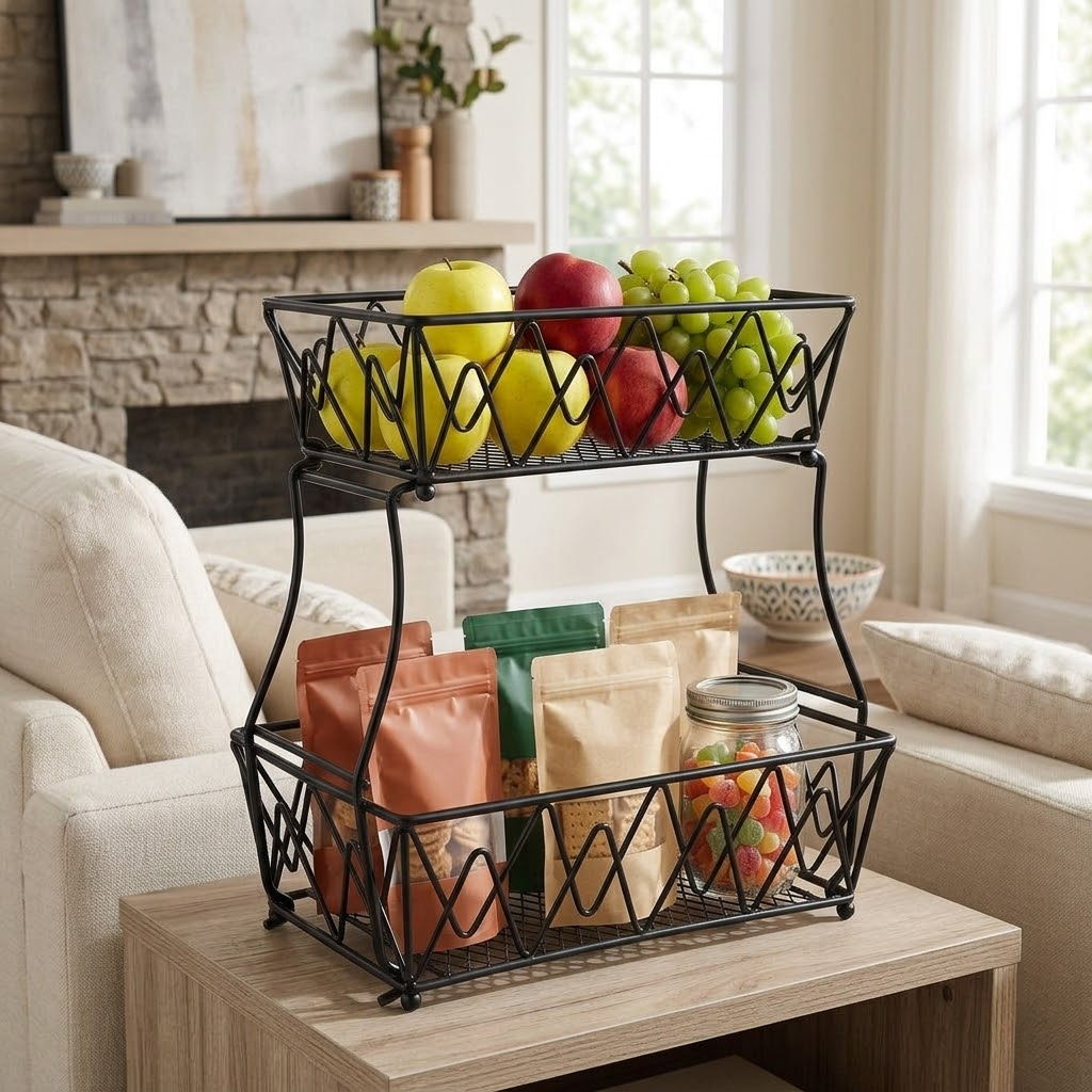 Modern Dual-Tier Multi-Purpose Storage Rack