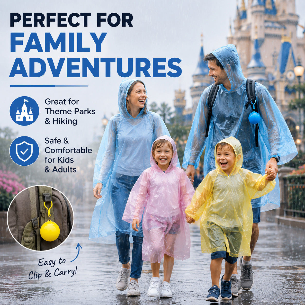 🎁Buy 1, Get 2 FREE – Always-Ready Portable Rain Poncho | Compact, Reusable & Clip-On