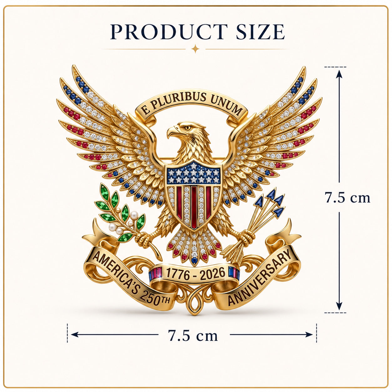 Premium 1776-2026 US 250th Anniversary Commemorative Brooch Pin-1
