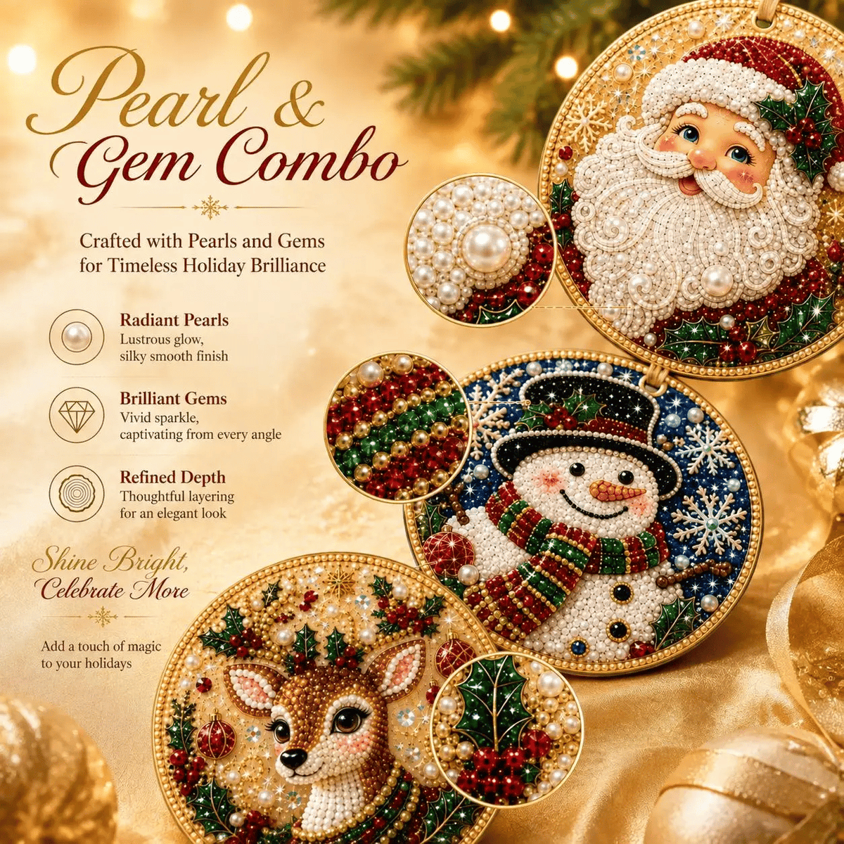 🎄 Christmas DIY Diamond Painting Ornament Kit – 6 Sparkling Ornaments ✨