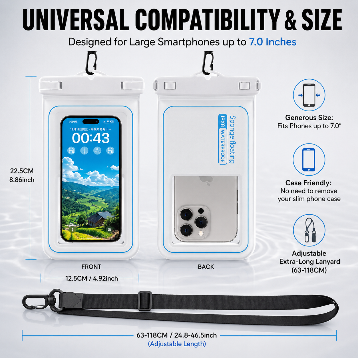 Floating Waterproof Phone Pouch – Touchscreen Dry Case for Beach, Pool & Boat Trips