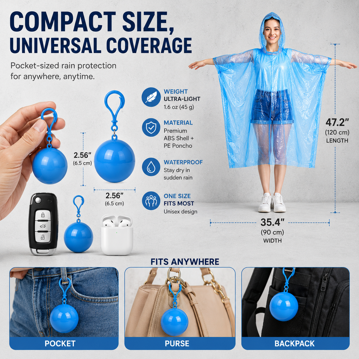 🎁Buy 1, Get 2 FREE – Always-Ready Portable Rain Poncho | Compact, Reusable & Clip-On