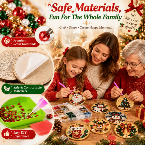 🎄 Christmas DIY Diamond Painting Ornament Kit – 6 Sparkling Ornaments ✨