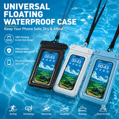 Floating Waterproof Phone Pouch – Touchscreen Dry Case for Beach, Pool & Boat Trips