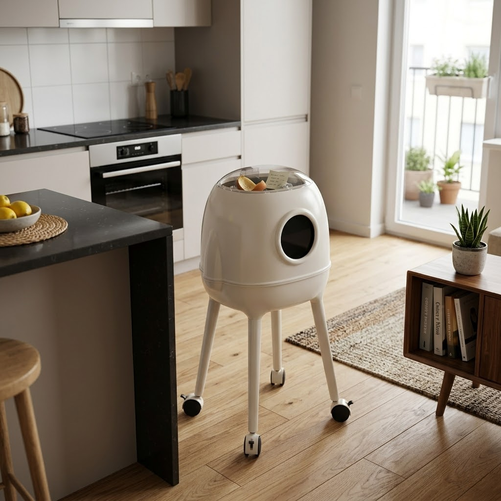 Futuristic Rocket-Inspired Trash Can Set