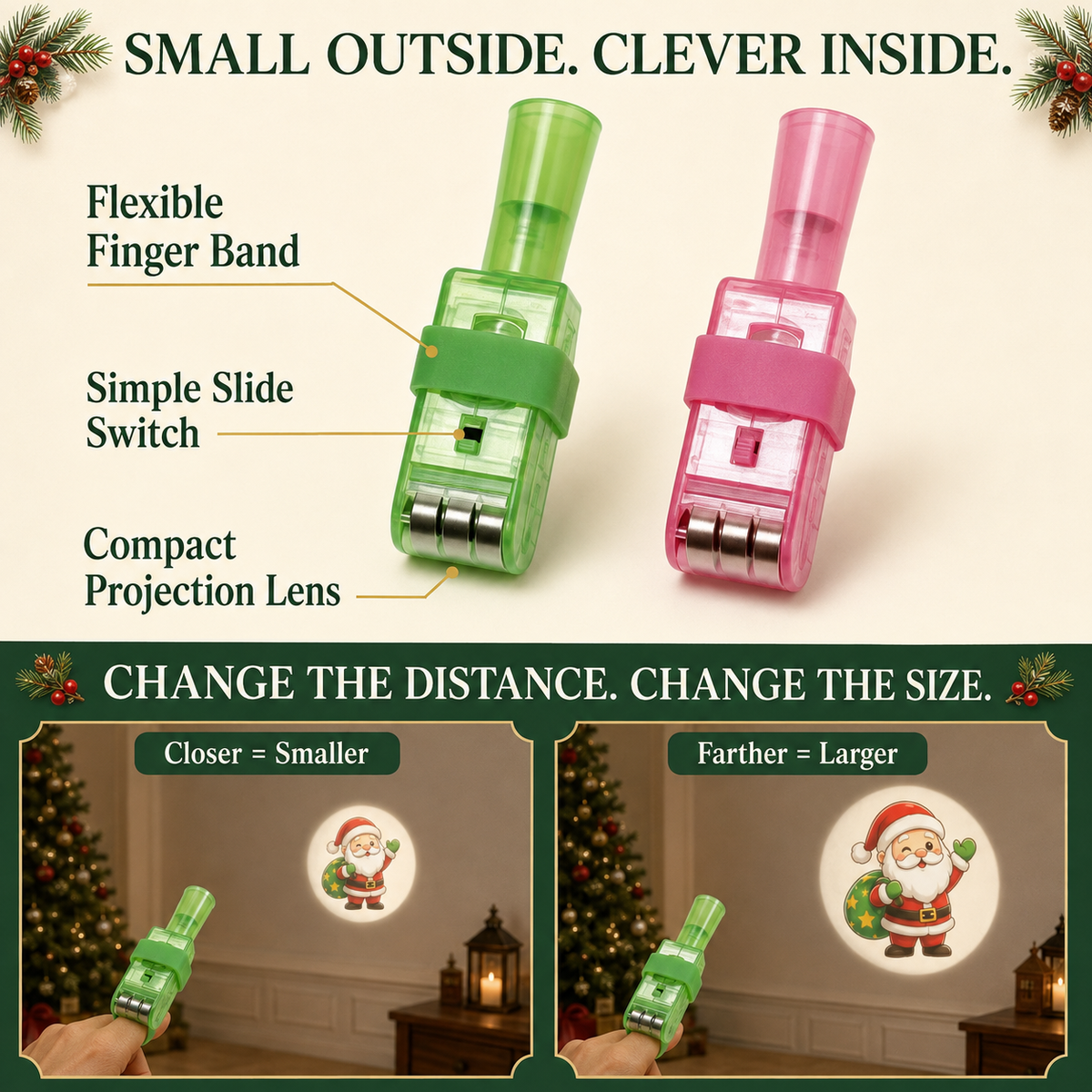🎄 Christmas Projection Finger Lights – 24/36PCS Stocking Stuffers & Party Favors-1