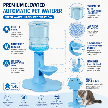💗50% OFF — Elevated Automatic Pet Waterer for Cats & Small Dogs