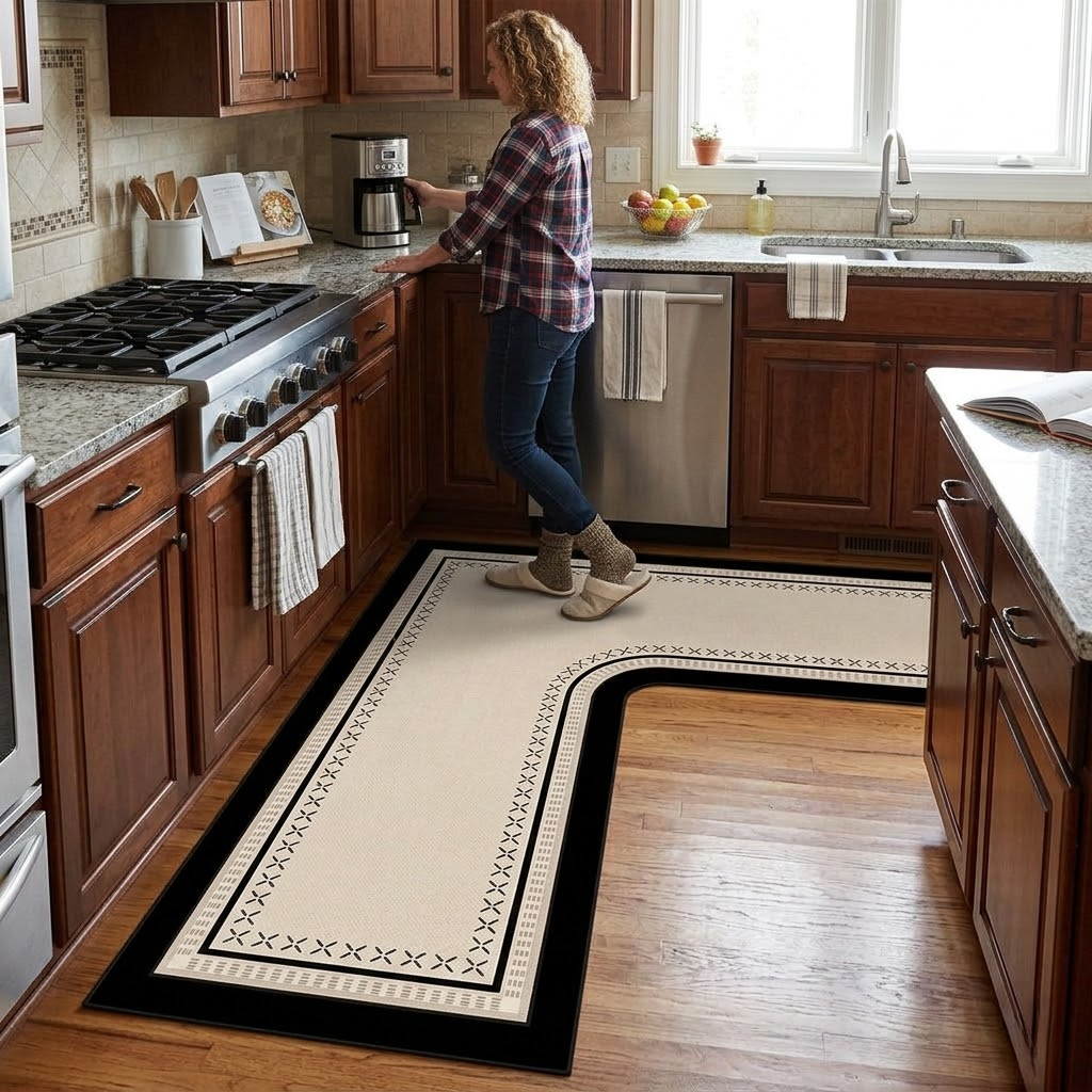 Modern L-Shaped Diatomite Kitchen Mat