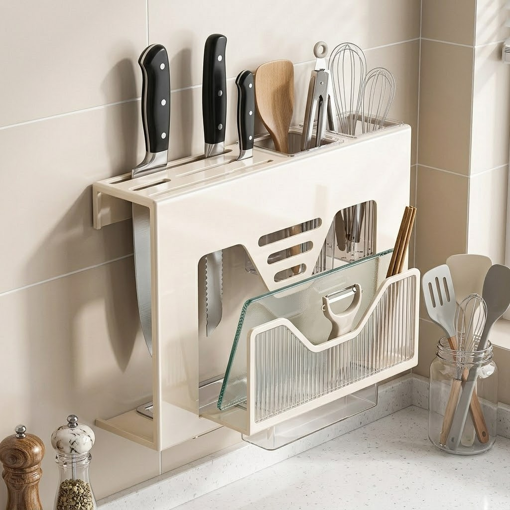 Modern Multi-Functional Wall-Mounted Knife Rack