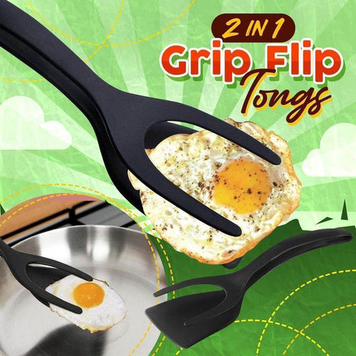 🔥🔥🔥50% OFF -Silicone 2-in-1 Grip and Flip Kitchen Tongs – Heat Resistant & Scratch Free-1