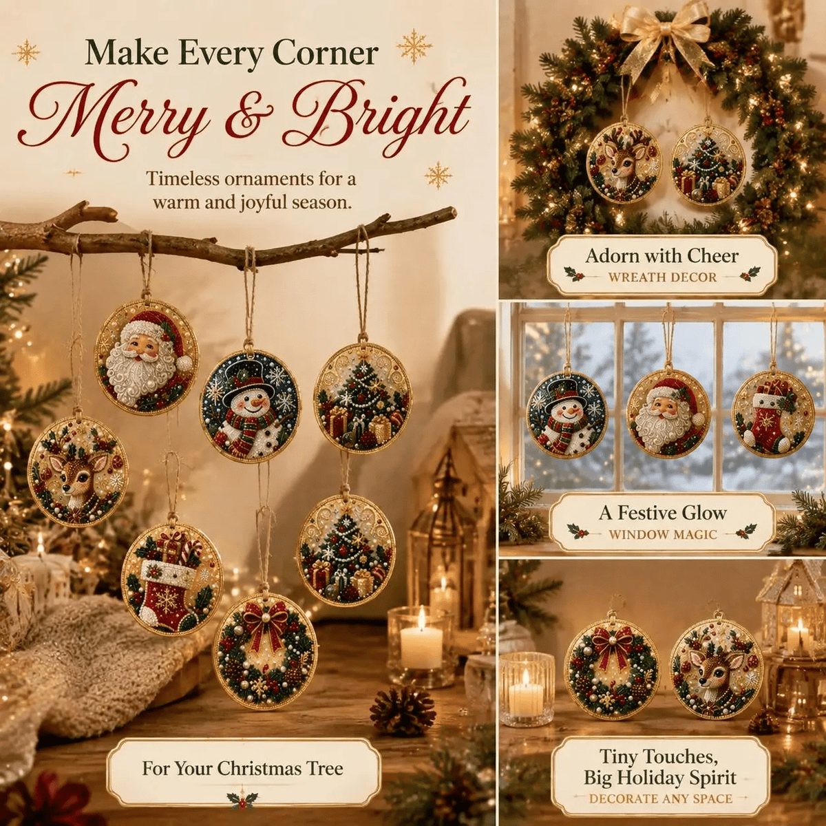 🎄 Christmas DIY Diamond Painting Ornament Kit – 6 Sparkling Ornaments ✨