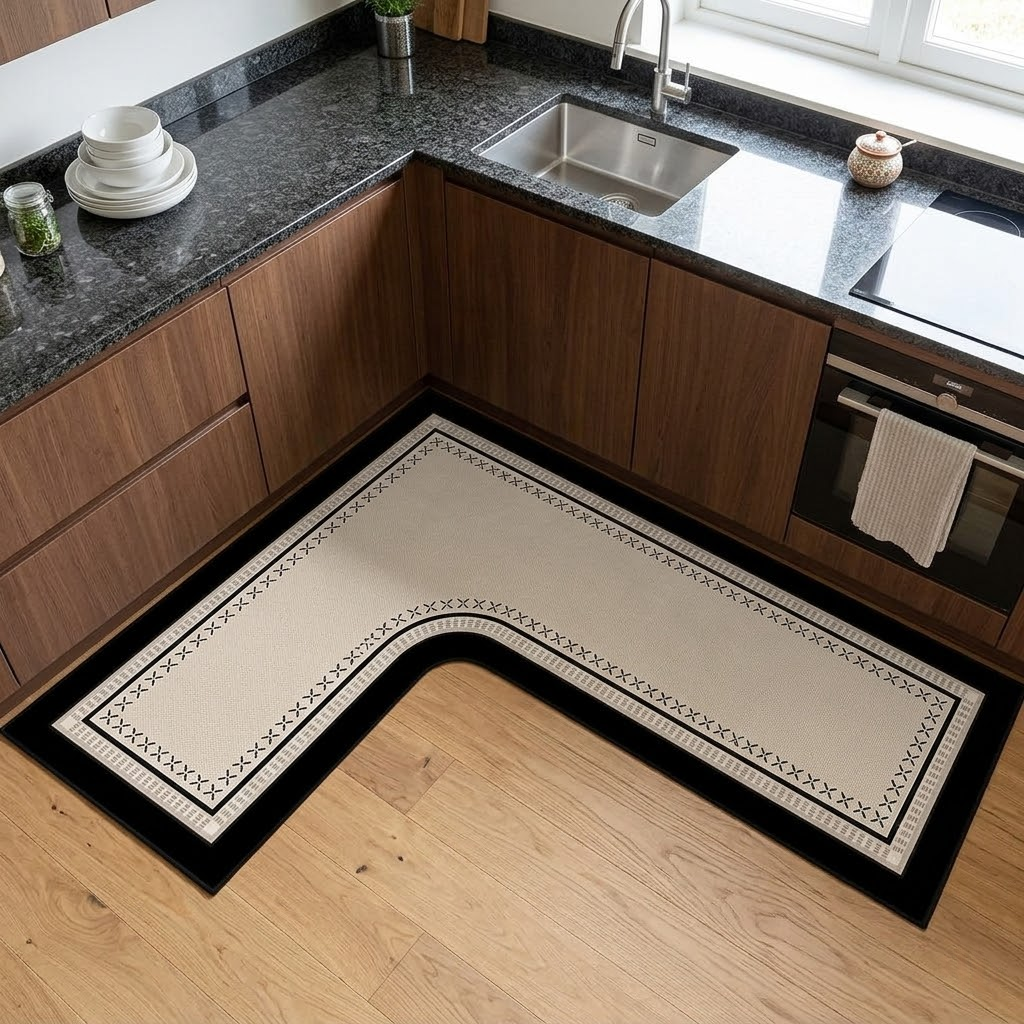 Modern L-Shaped Diatomite Kitchen Mat