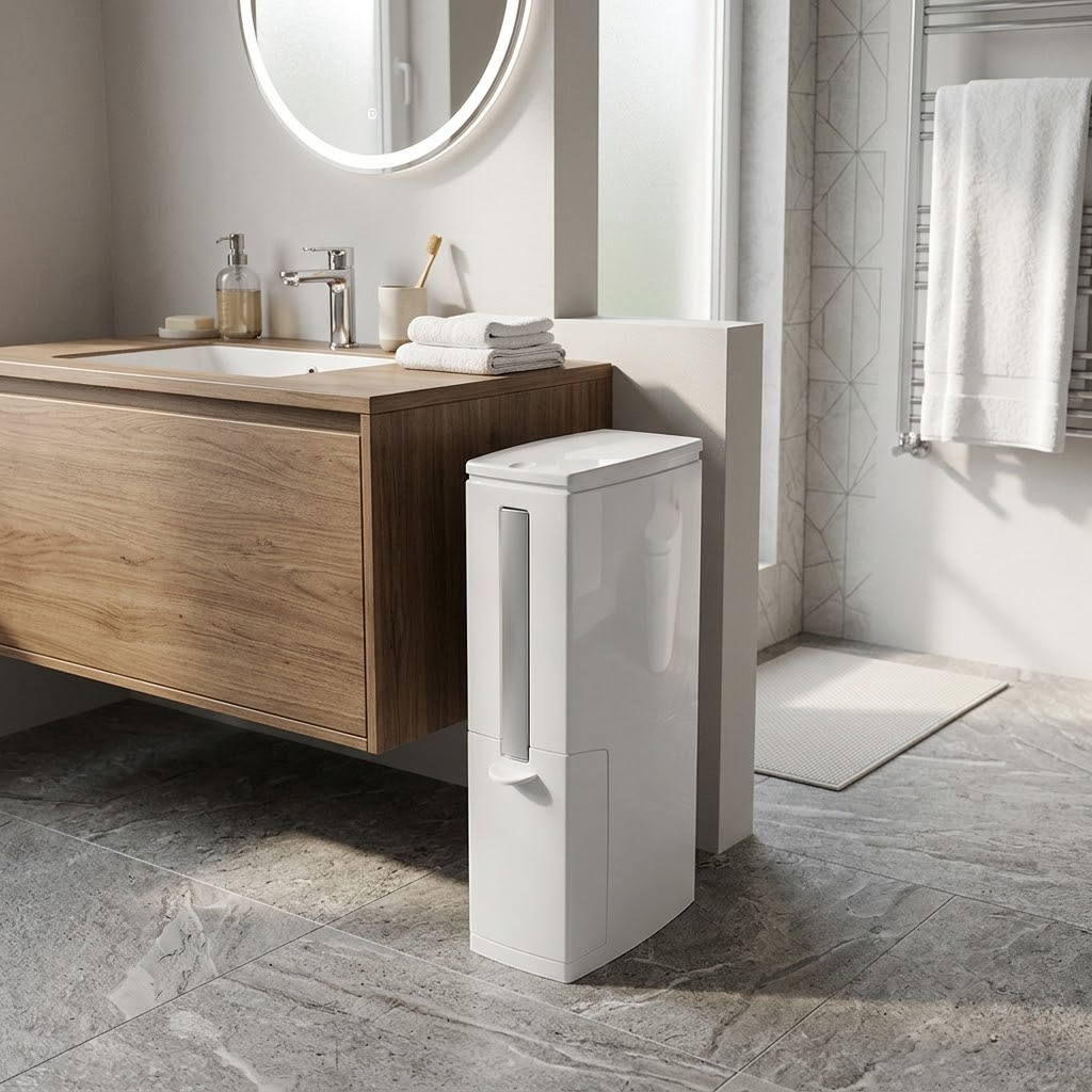 Multi-Functional Narrow Waste Bin and Toilet Brush Set