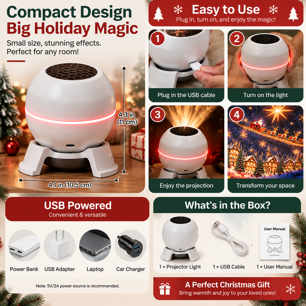 ✨Holiday Magic Projector – Light Up Halloween & Christmas