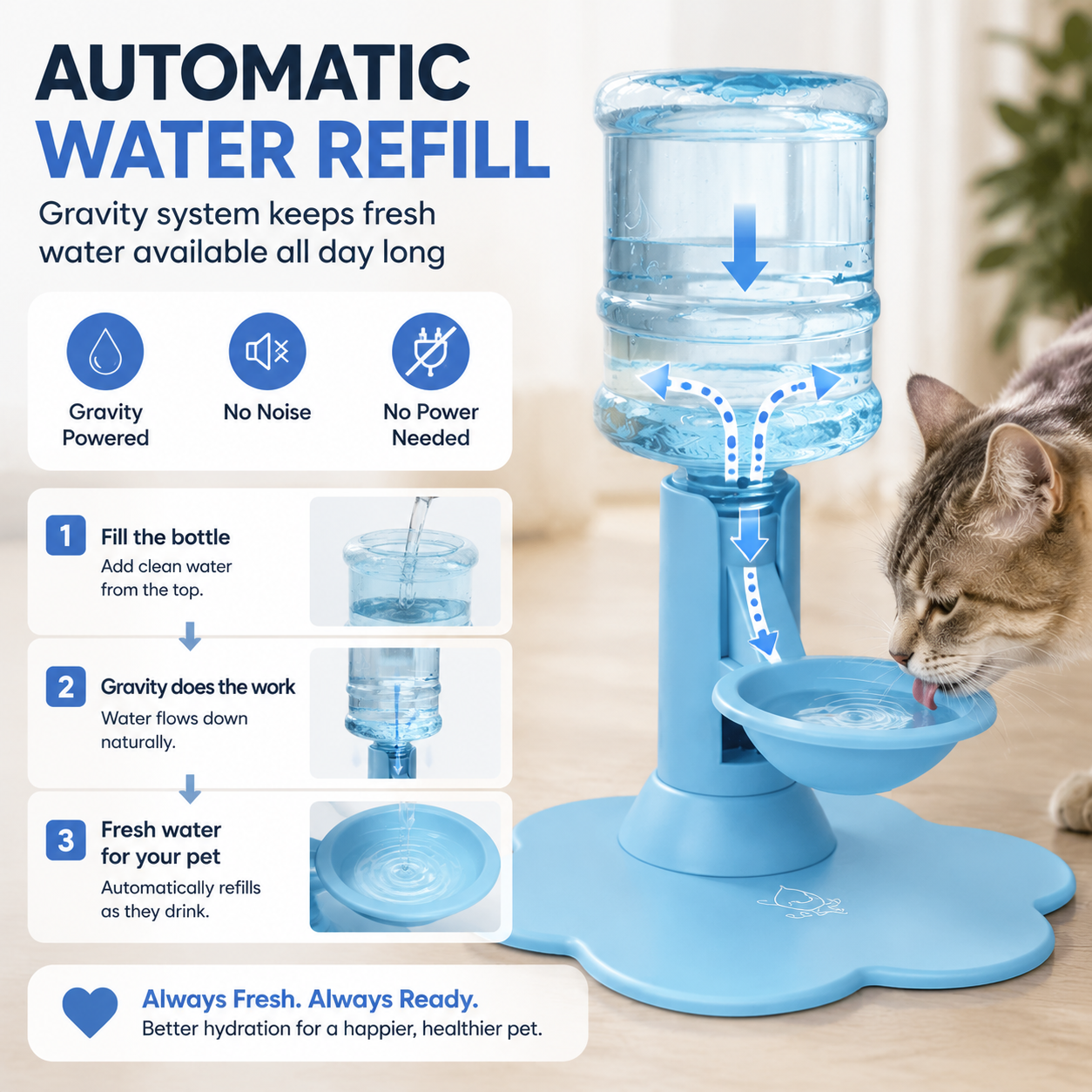💗50% OFF — Elevated Automatic Pet Waterer for Cats & Small Dogs