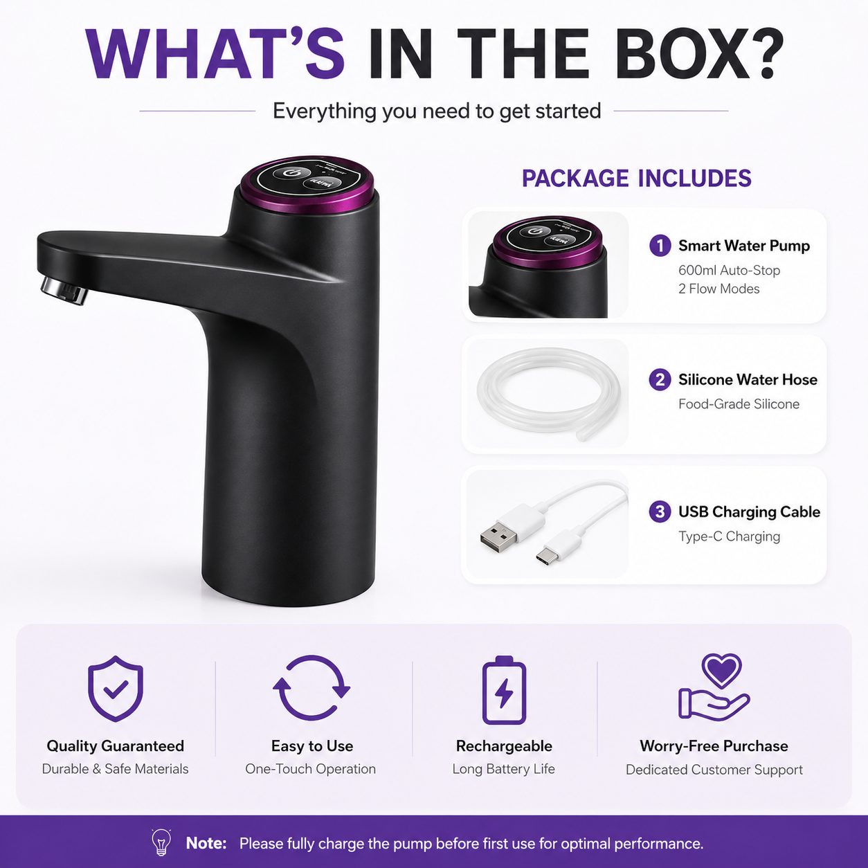 🔥 Limited-Time 50% OFF: Smart Rechargeable Water Pump – 600ml Auto-Stop, Continuous Flow & Long Battery Life-1
