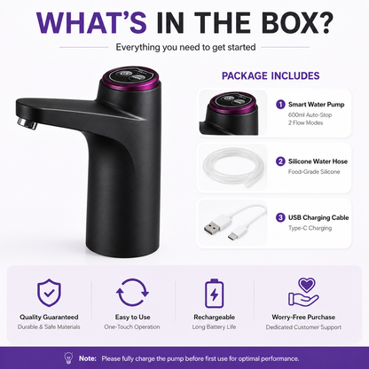 🔥 Limited-Time 50% OFF: Smart Rechargeable Water Pump – 600ml Auto-Stop, Continuous Flow & Long Battery Life-1