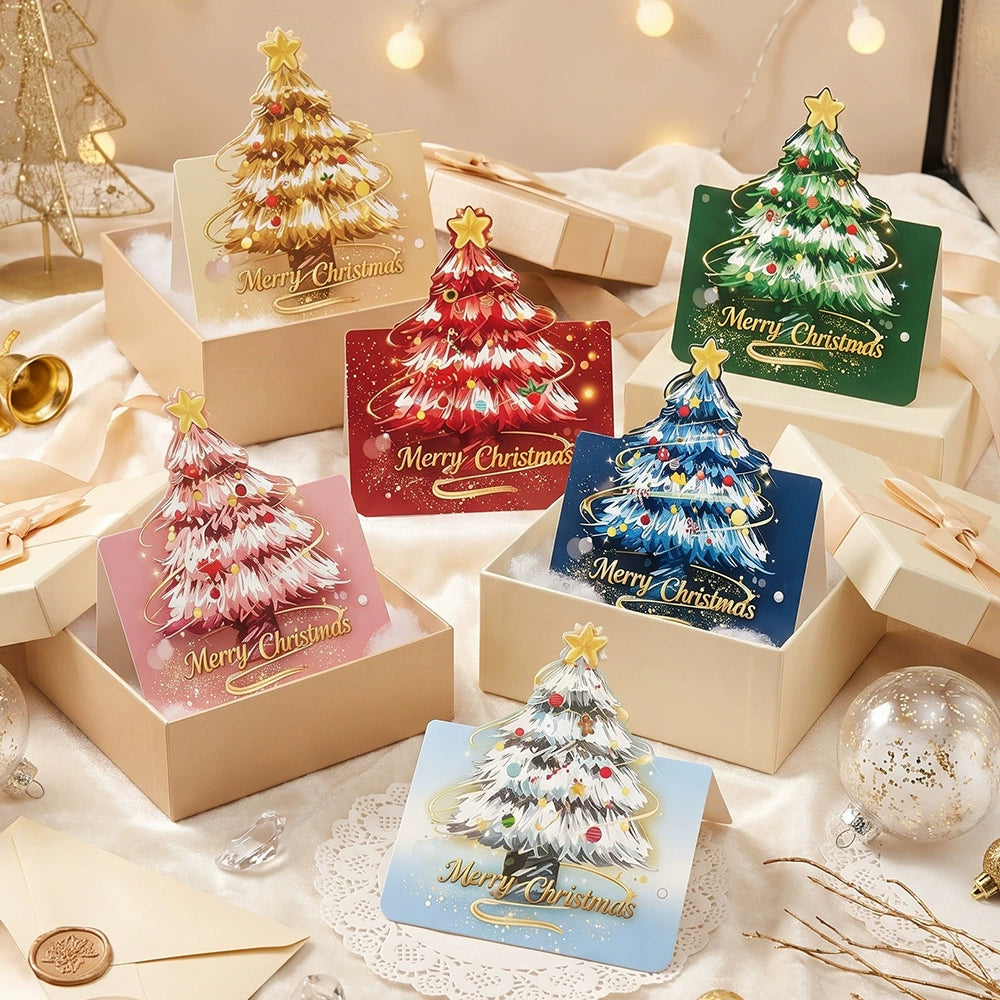 3D Christmas Tree Greeting Card — Random Color 🎄