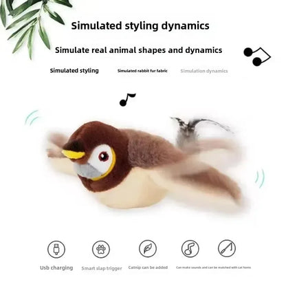 🐾Flying Bird Cat Toy – Touch-Activated, Squeaky & Catnip-Infused✨