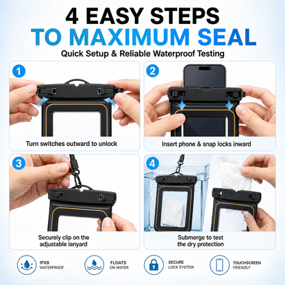 Floating Waterproof Phone Pouch – Touchscreen Dry Case for Beach, Pool & Boat Trips