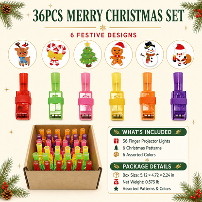 🎄 Christmas Projection Finger Lights – 24/36PCS Stocking Stuffers & Party Favors-1