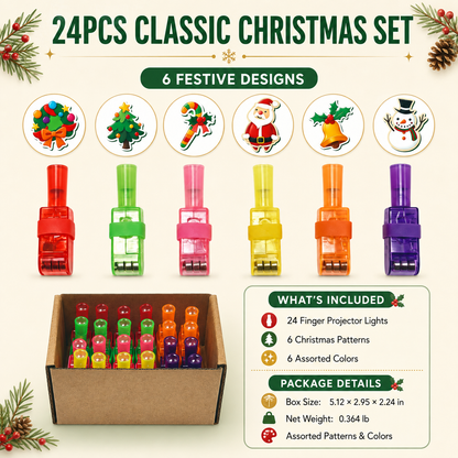 🎄 Christmas Projection Finger Lights – 24/36PCS Stocking Stuffers & Party Favors-1