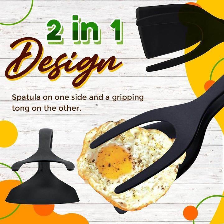 🔥🔥🔥50% OFF -Silicone 2-in-1 Grip and Flip Kitchen Tongs – Heat Resistant & Scratch Free