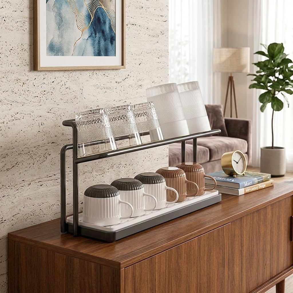 Modern Dual-Tier Drainage Cup Rack