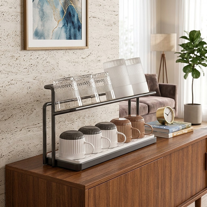 Modern Dual-Tier Drainage Cup Rack