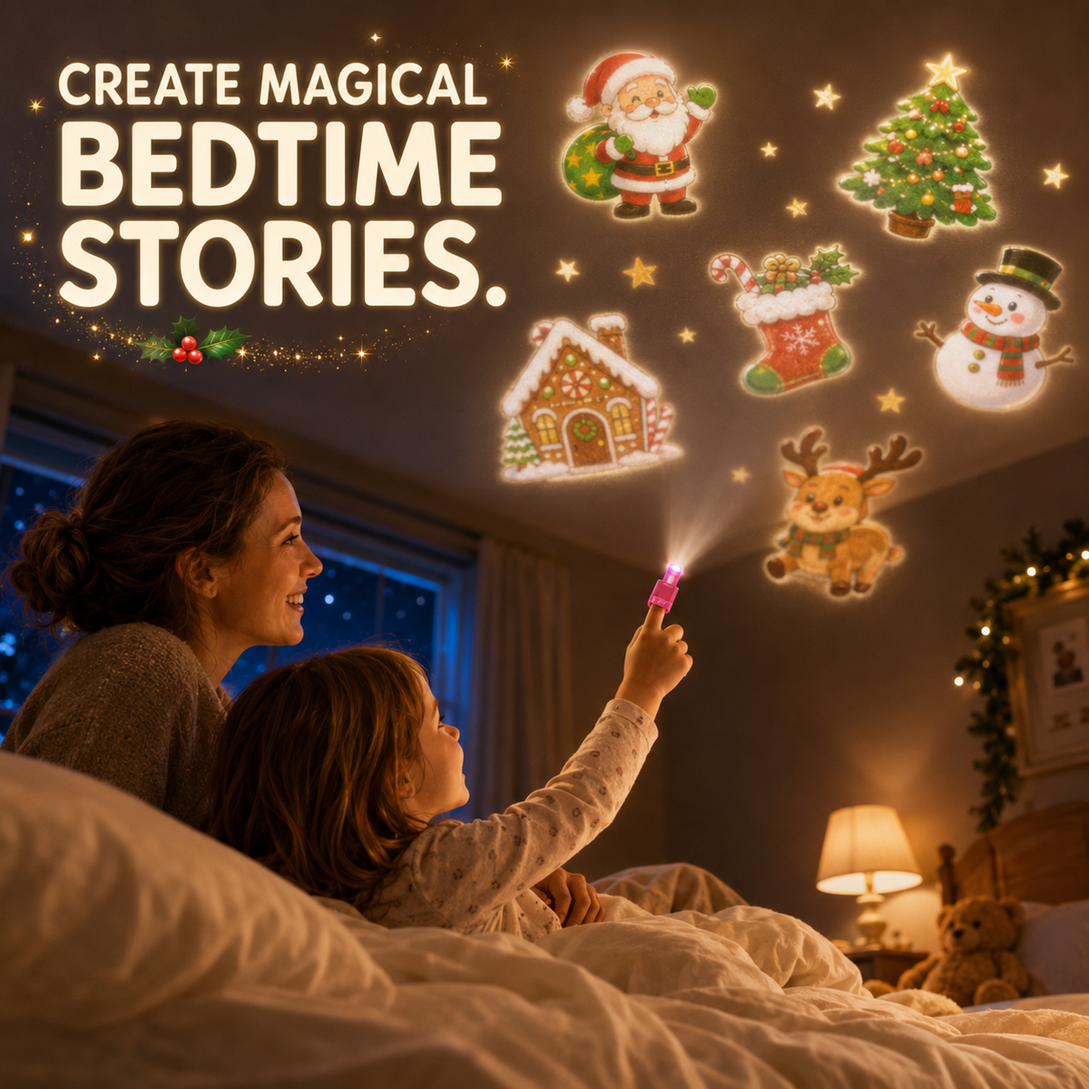 🎄 Christmas Magic Finger Projector Lights – Wearable Holiday Projection Toys for Kids, Stocking Stuffers & Parties