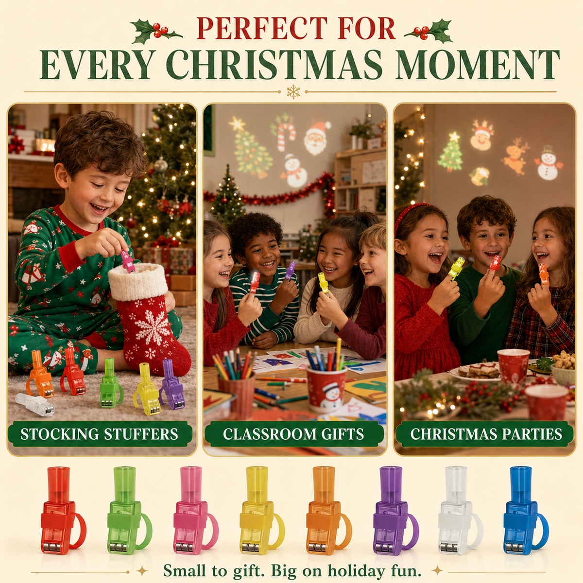 🎄 Christmas Projection Finger Lights – 24/36PCS Stocking Stuffers & Party Favors-1