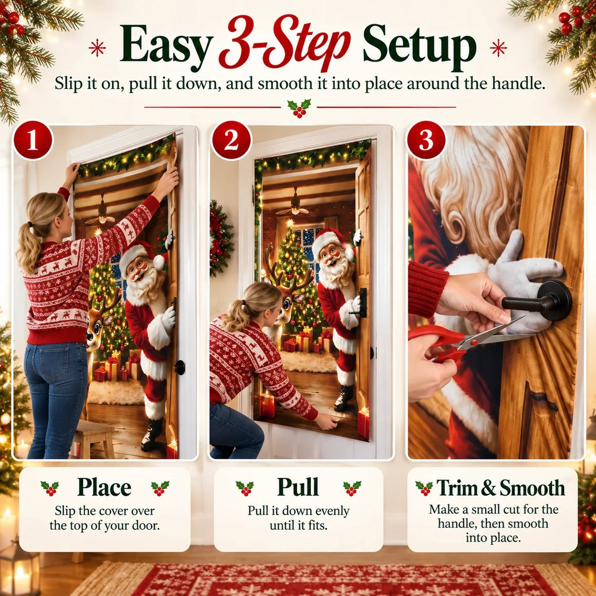 🎅 Christmas Door Cover Collection – Festive Full-Door Holiday Decor