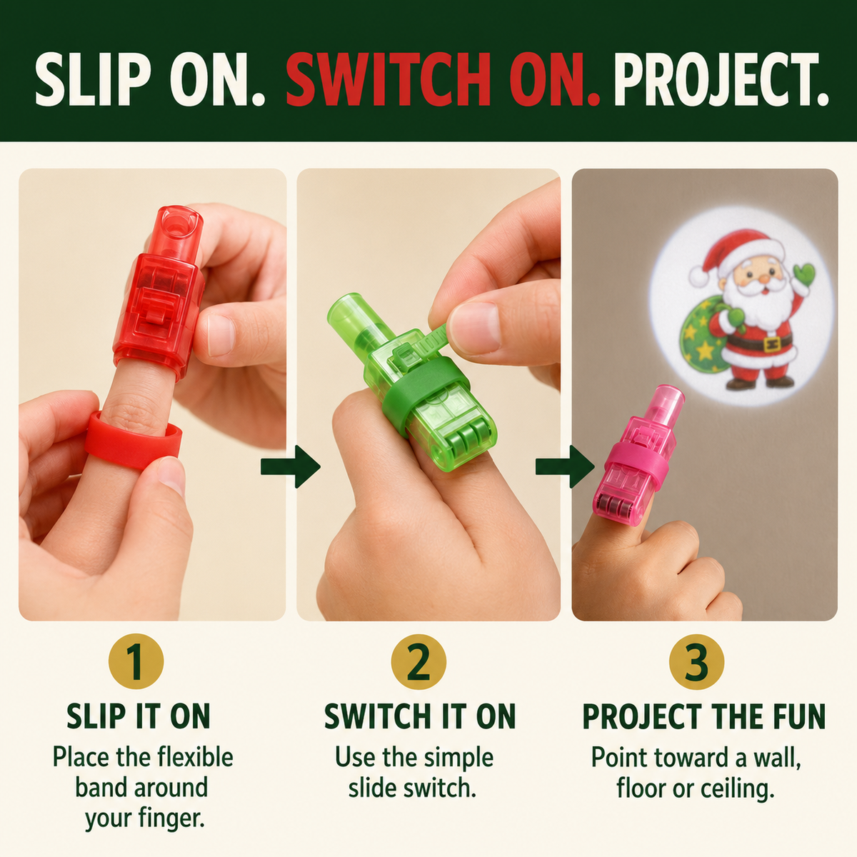 🎄 Christmas Projection Finger Lights – 24/36PCS Stocking Stuffers & Party Favors-1