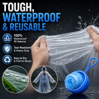 🎁Buy 1, Get 2 FREE – Always-Ready Portable Rain Poncho | Compact, Reusable & Clip-On
