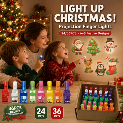 🎄 Christmas Projection Finger Lights – 24/36PCS Stocking Stuffers & Party Favors-1