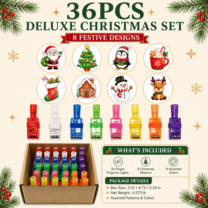 🎄 Christmas Projection Finger Lights – 24/36PCS Stocking Stuffers & Party Favors-1