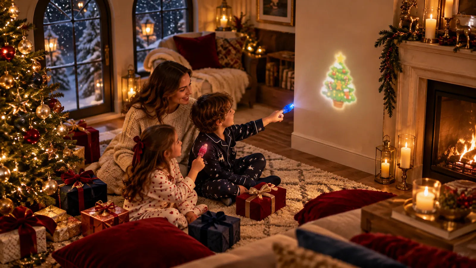 Family opening Christmas gifts